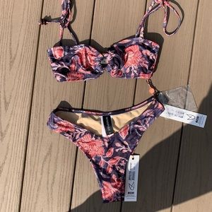 MINK PINK High Cut Floral Bandeau Bikini Set
